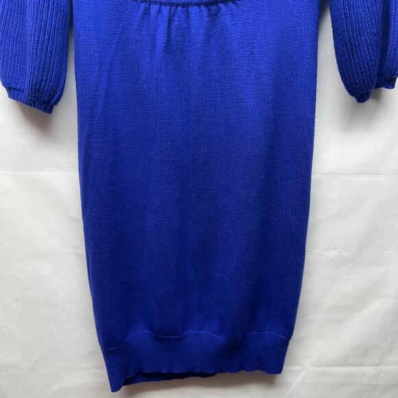 Diane Von Fursternberg 100% Wool Royal Blue Sweater Dress Size Small - Picture 4 of 9